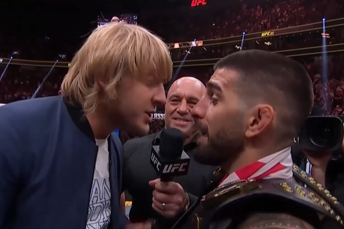 Paddy Pimblett e Ilia Topuria se encarando