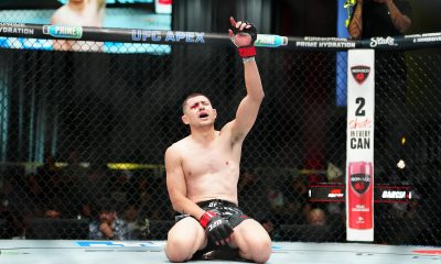 Steve Garcia comemorando a vitória no UFC Vegas 110