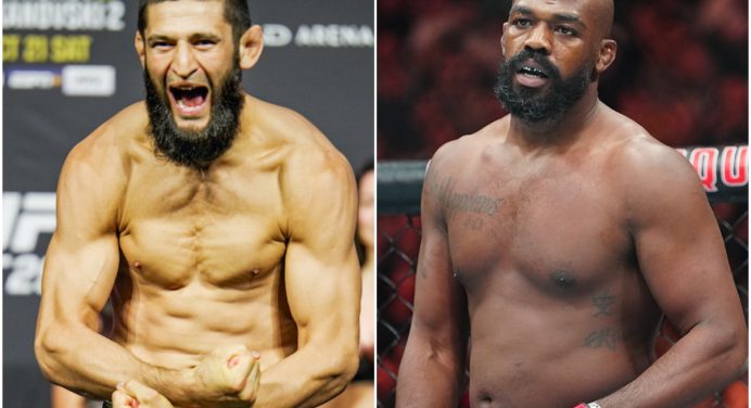 À vera? Chimaev aplica queda em Jon Jones durante encontro na Chechênia; veja