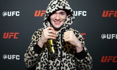 Melquizael 'Melk' Costa posa para foto de casaco de dálmata após vencer no UFC Vegas 112