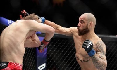 Jean Silva e Arnold Allen durante duelo no UFC 324