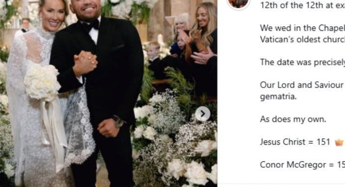 Conor McGregor revela ter casado em igreja tradicional do Vaticano