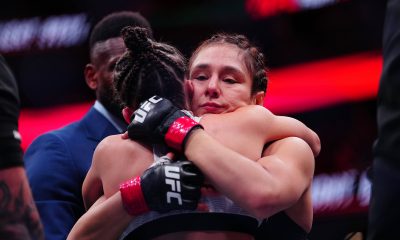 Alexa Grasso e Maycee Barber se abraçam no UFC Seattle